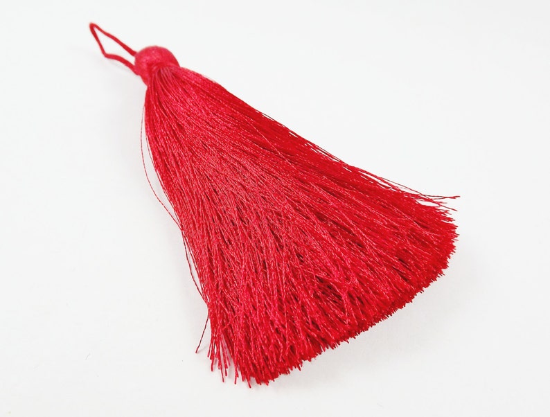 Extra Large Thick Red Thread Tassels 4.4 inches 113mm 1 pc image 2