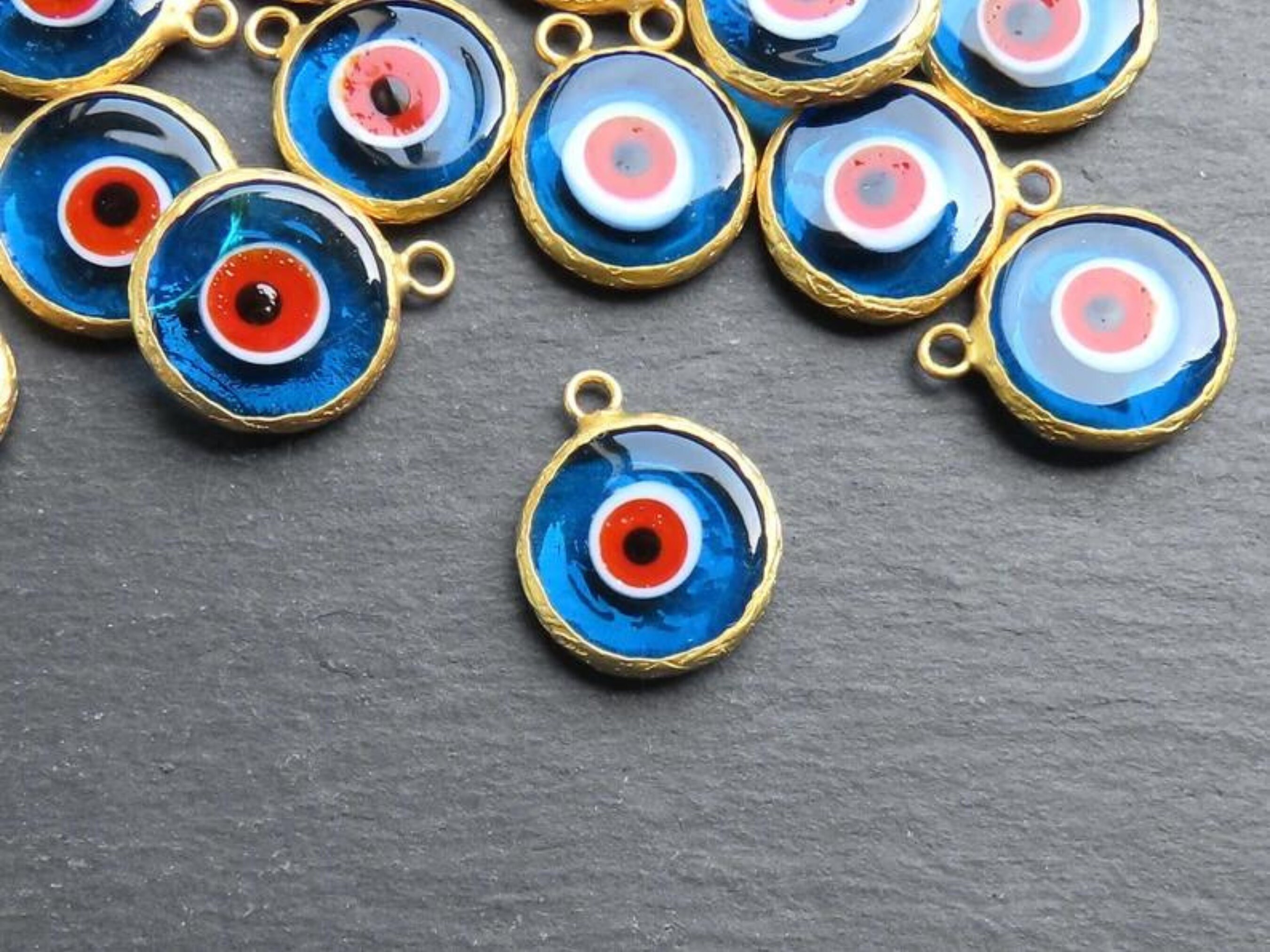 Evil Eye Nazar Pendant Charm, Handmade Turkish Glass Artisan Bead
