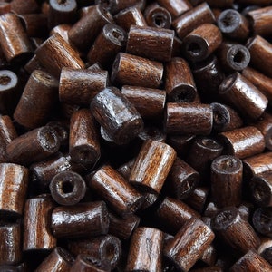 Brown Wood Tube Beads Satin Varnished, Wood Beads 8mm, Wooden Spacers, Brown Wooden Beads, Choose 50pcs, 200pcs or 400pcs