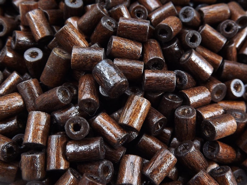 Brown Wooden Beads Choose 50pcs Wooden Spacers 200pcs or 400pcs Brown Wood Tube Beads Satin Varnished Wood Beads 8mm