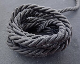 3.5mm Black Metallic Silver Twisted Rayon Satin Rope Silk Braid Cord 3 ...