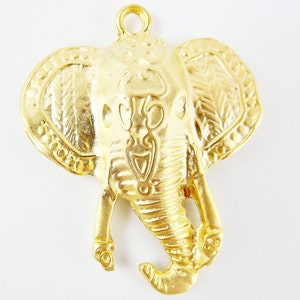 Exotic Elephant Head Pendant 22k Matte Gold Plated 1PC image 1