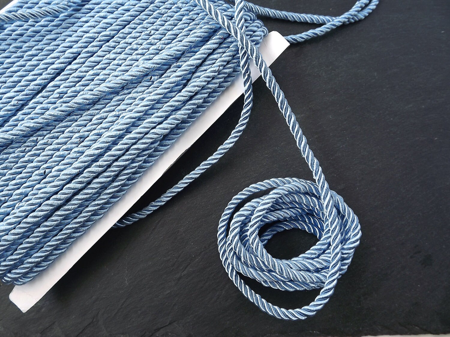 Blue Rope String 5mm Baby Blue Rope Cord Twisted Cord Rayon Satin Rope | Etsy
