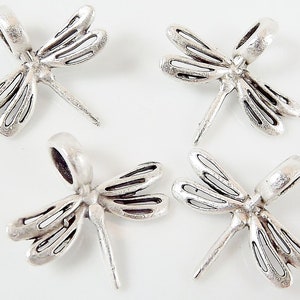 4 Dragonfly Charms - Matte Silver Plated - SCM102