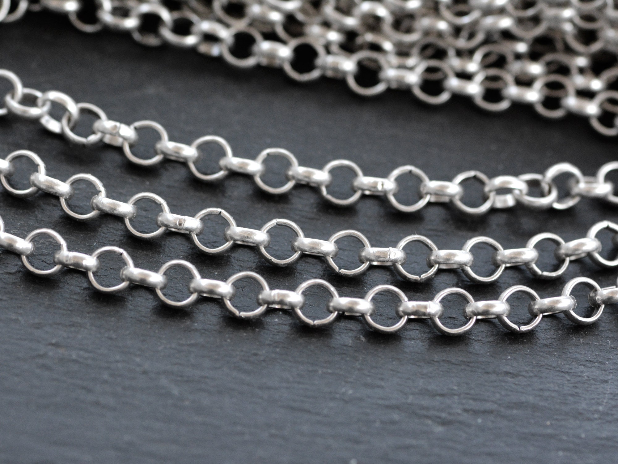 7mm Silver Rolo Chain Chunky Thick 