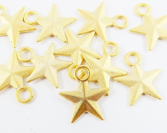 10 Star Charms - 22k Matte Gold Silver Plated