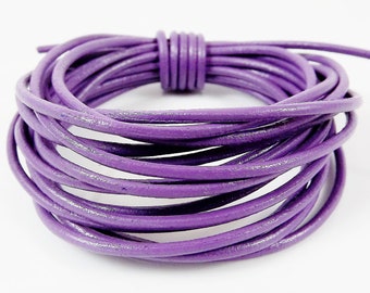 2mm Round Leather Cord Lavender Purple - 3 meters - 9ft Feet 10 inches - LC103