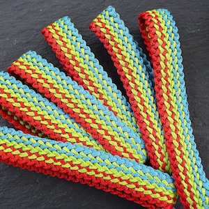 Lime Green Blue Orange Flat Braided Cord, Woven Trim, Bracelet Cord, Braided Trim, Textile Cord, Macrame, 1 Meter = 3.3 Feet = 1.09 Yards