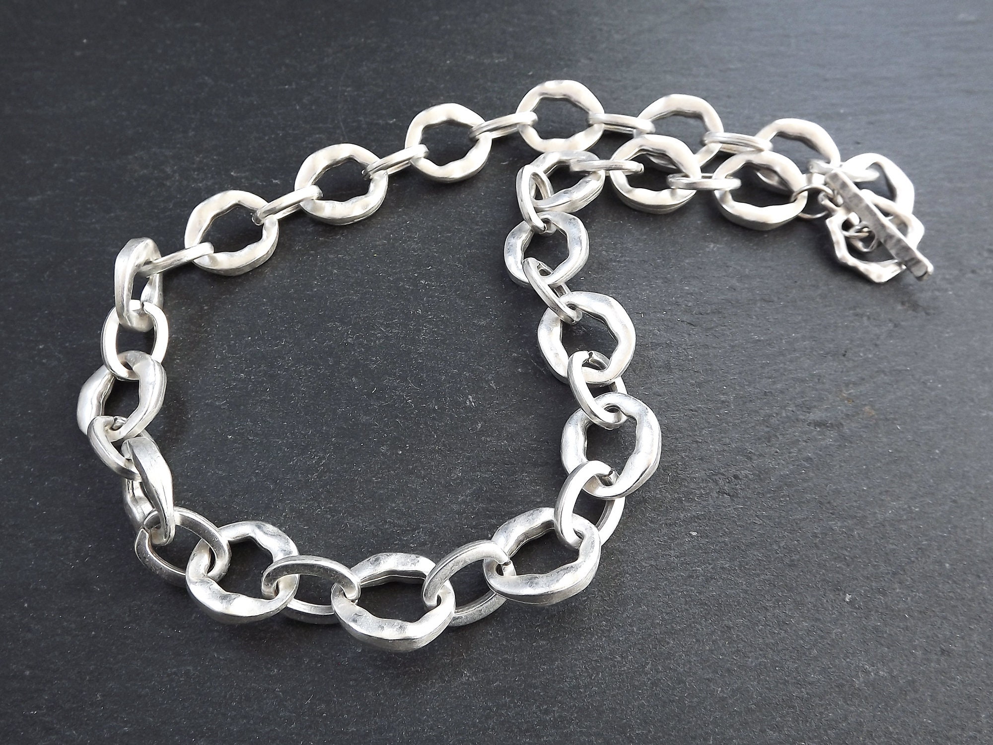 7mm Silver Rolo Chain, Chunky Thick Round Link Rolo Chain, Silver
