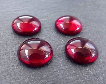 4pcs Red Czech Round Glass Dome Cabochon Beads - 18mm