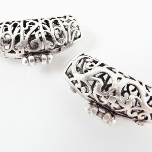 2 Double Sided Filigree Pendant Bails - Matte Silver Plated