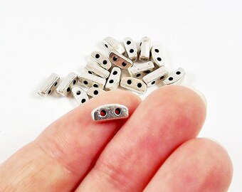 Twin 2 Hole Strand Separator Bead Spacer - Antique Matte Silver Plated - 20pcs