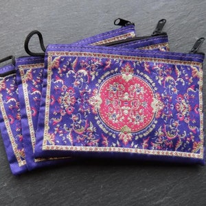 Porte-monnaie zippé Kilim, Sacs zippés en tissu brodé turc, Petit emballage réutilisable alternatif, n° 1, Lot de 3 pièces