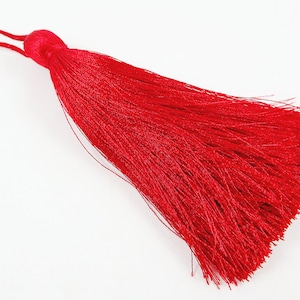 Extra Large Thick Red Thread Tassels 4.4 inches 113mm 1 pc image 1