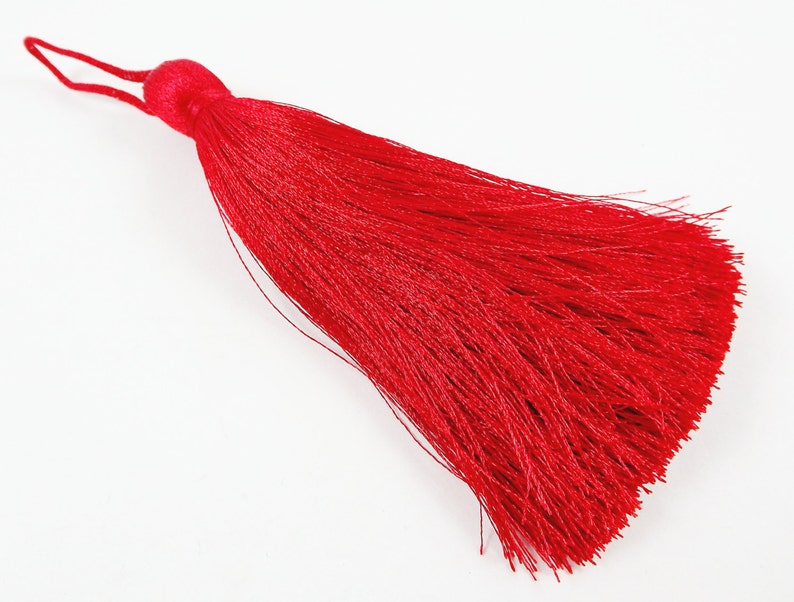 Extra Large Thick Red Thread Tassels 4.4 inches 113mm 1 pc image 1