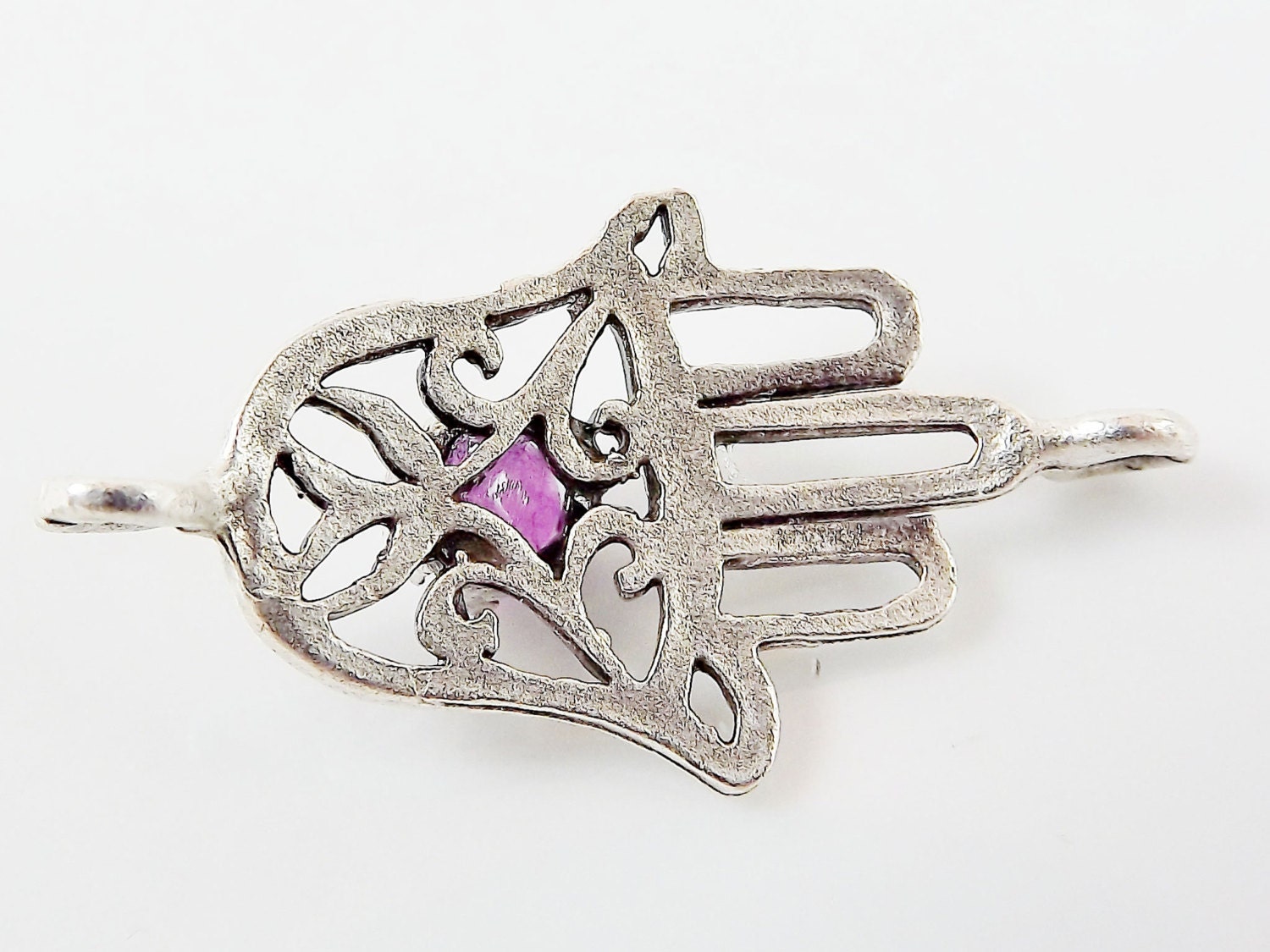 Hamsa Hand of Fatima Connector With Lavender Jade Stone - Etsy