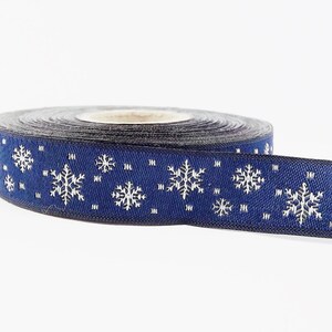 16mm Navy Snowflake Ribbon Snow Woven Embroidered Jacquard Trim Ribbon ...