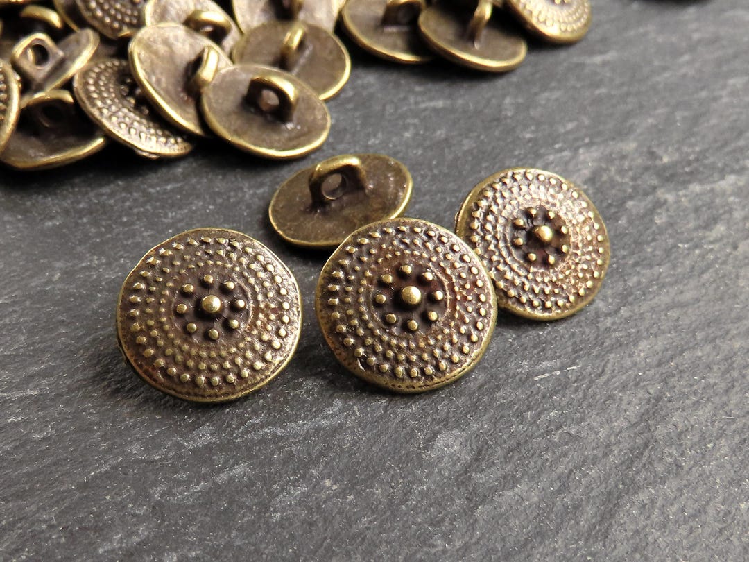 Granulated Dot Button Closures, Textured Metal Shank Buttons, Antique ...