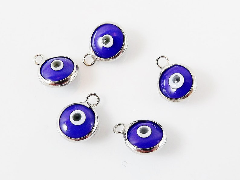 5 Mini Opaque Navy Blue Evil Eye Nazar Artisan Glass Bead - Etsy