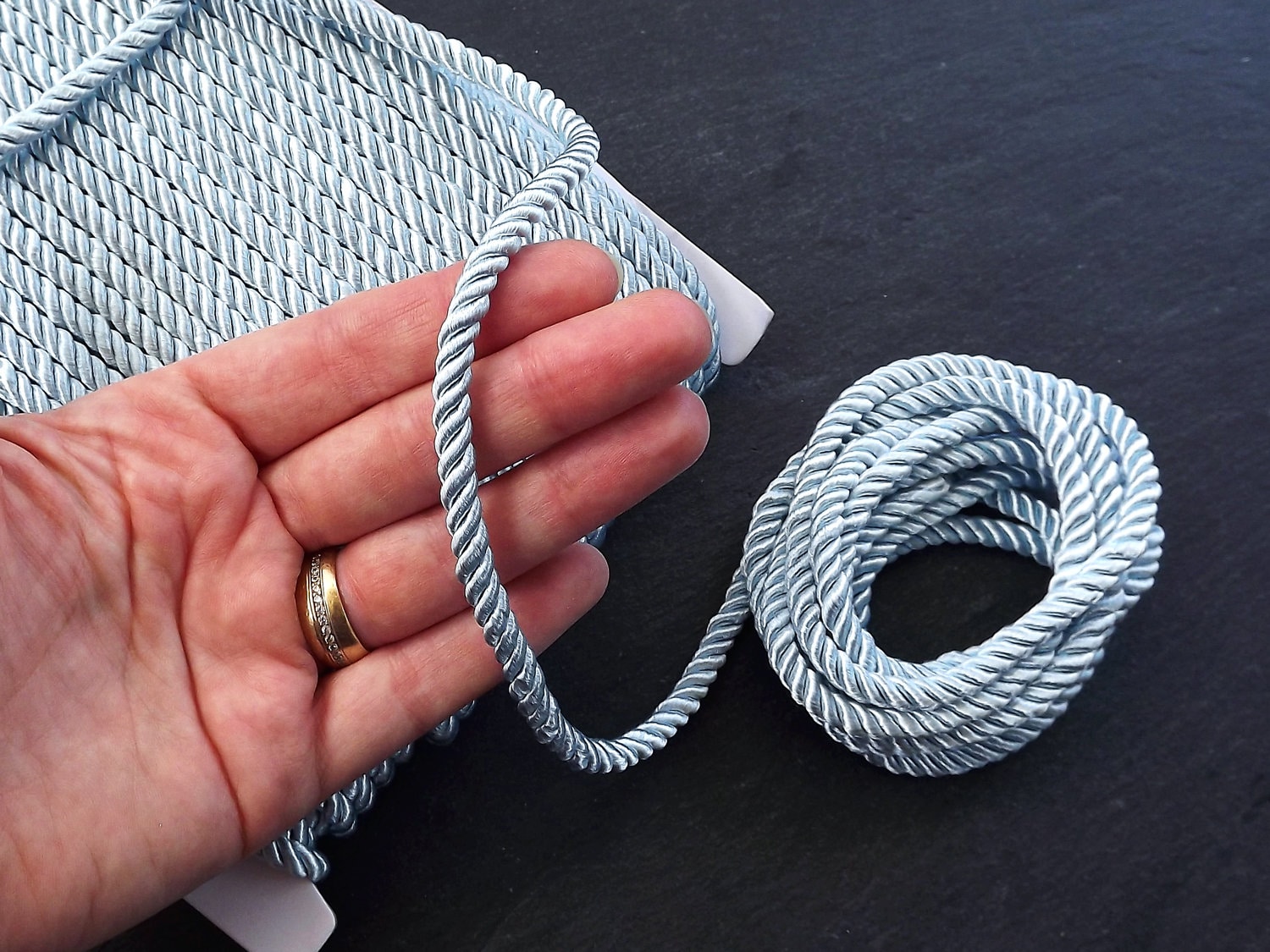 5mm Powder Blue Rope, Blue, Cord, Twisted Cord, Rayon, Satin, Rope ...