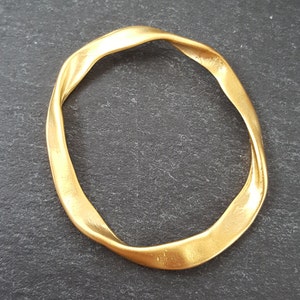 Large Gold Organic Oval Loop Pendant, Gold Loop Pendant, Closed RIng Connector, 22k Matte Gold Plated, 1pc