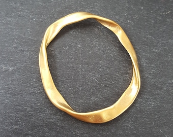 Large Gold Organic Oval Loop Pendant, Gold Loop Pendant, Closed RIng Connector, 22k Matte Gold Plated, 1pc