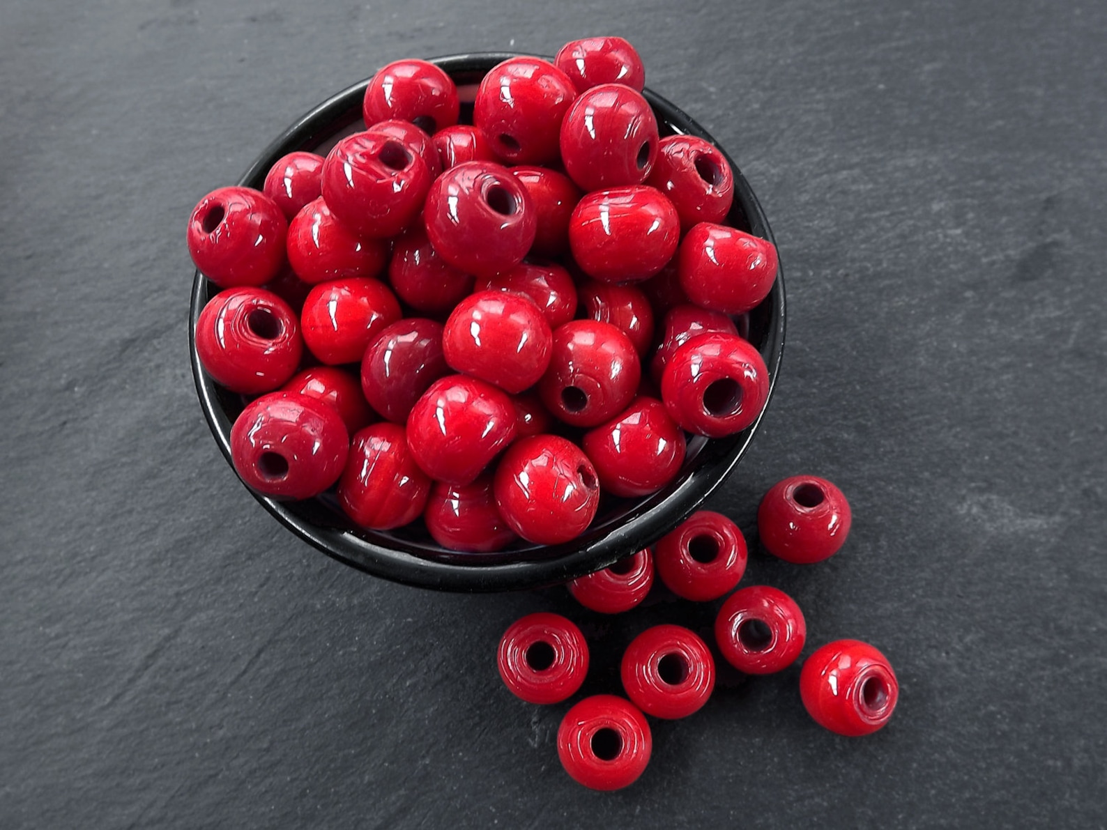Red Glass Beads Large Glass Beads Chunky Glass Beads Etsy