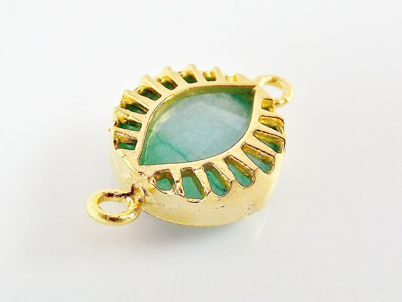 Aqua Jade Stone Eye Connector 22K Matte Gold Plated Etsy