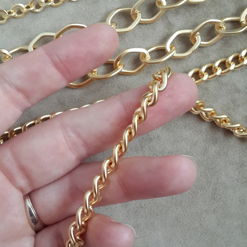 Chunky Twisted Curb Chain 22k Matte Gold Plated 1 Meter Etsy