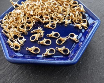 Chiusure ad artiglio di aragosta in oro, chiusura a pappagallo per braccialetti per collane per creazione di gioielli, placcato in oro lucido, 12 pezzi