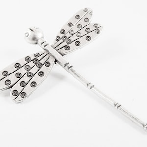 Large Dragonfly Pendant Type 2  - Back Loop - Matte Silver Plated