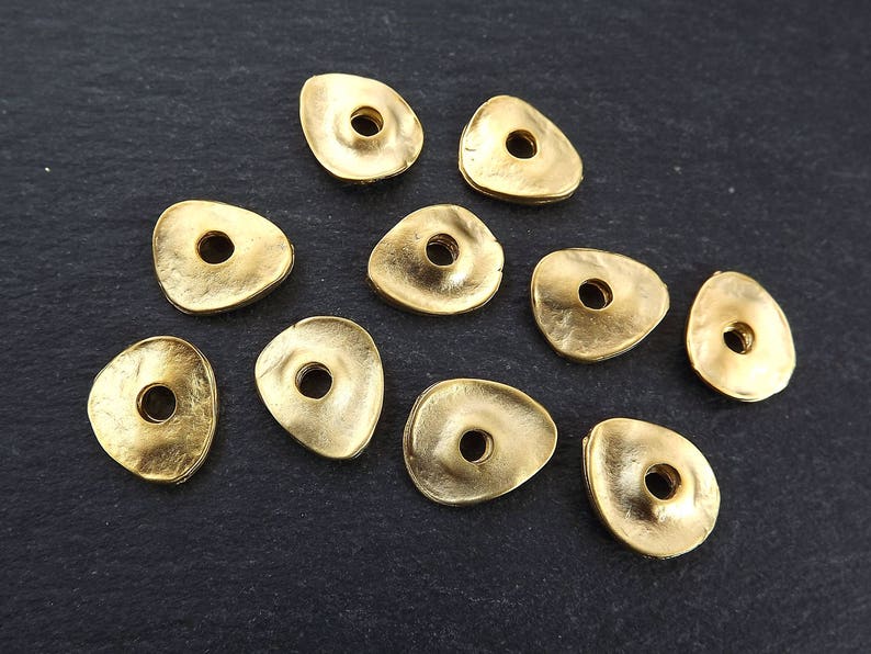 Gold Cornflake Disc Pebble Bead Spacers Free Form Beads Wavy - Etsy