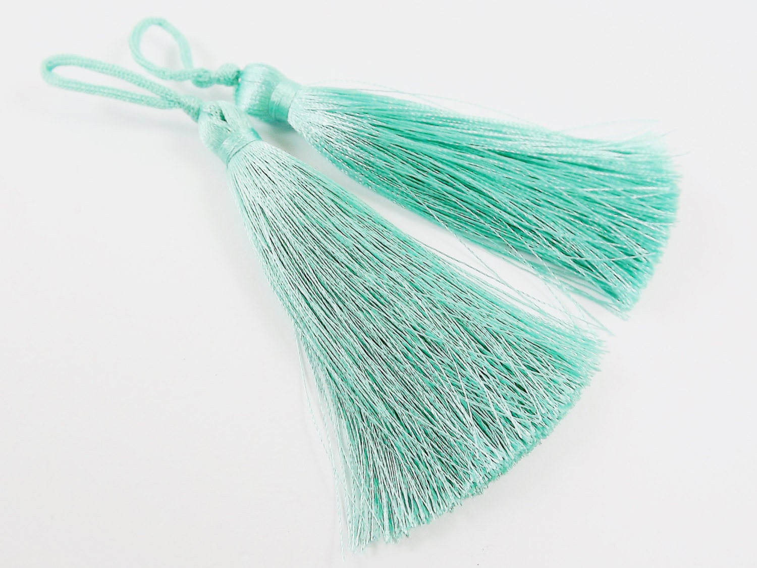 Long Pale Turquoise Silk Thread Tassels 3 inches 77mm | Etsy