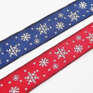 16mm Navy Snowflake Ribbon Snow Woven Embroidered Jacquard Trim Ribbon ...
