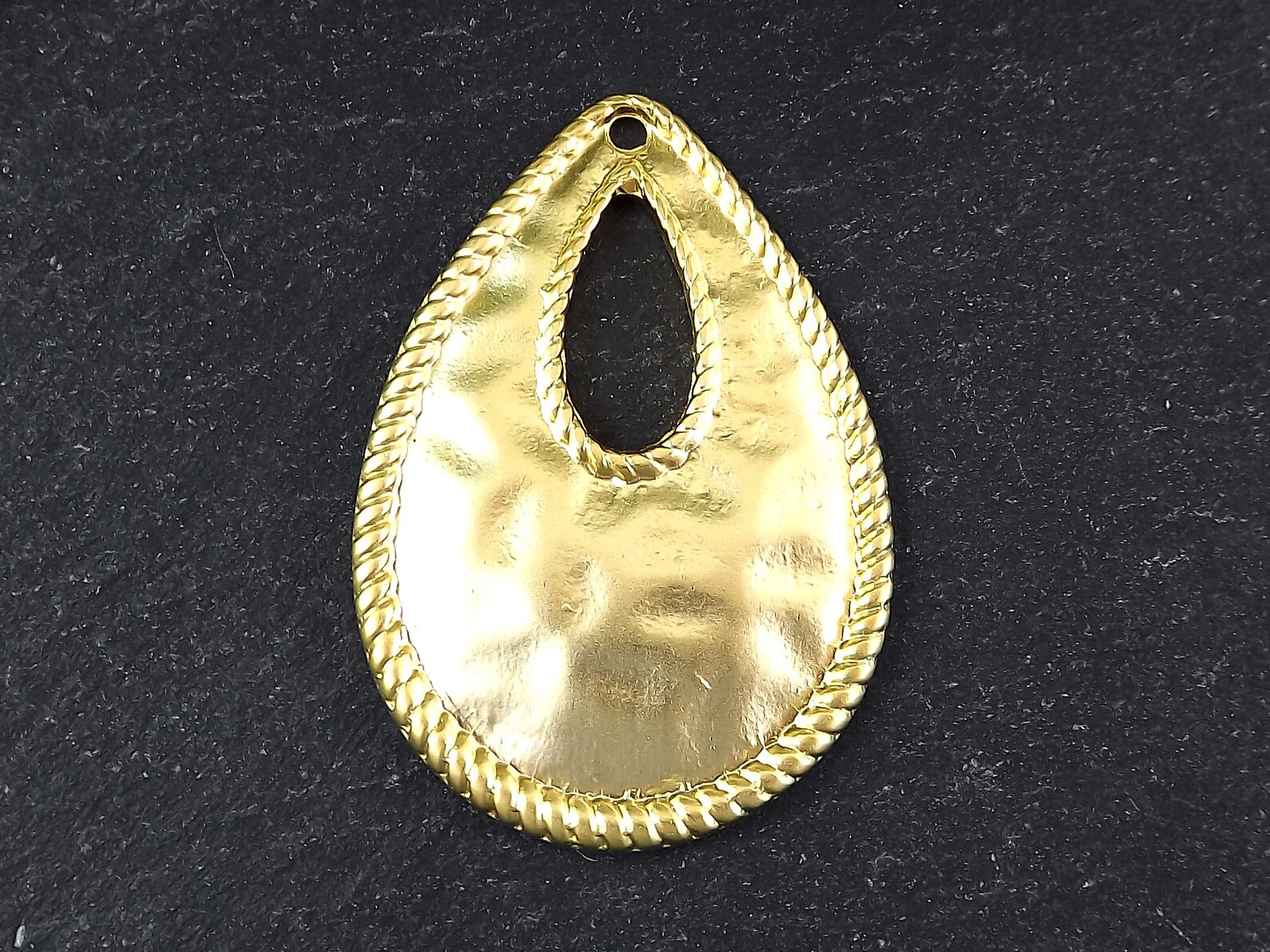 Large Drop Pendant Teardrop Pendant Hammered Pendant Hollow | Etsy