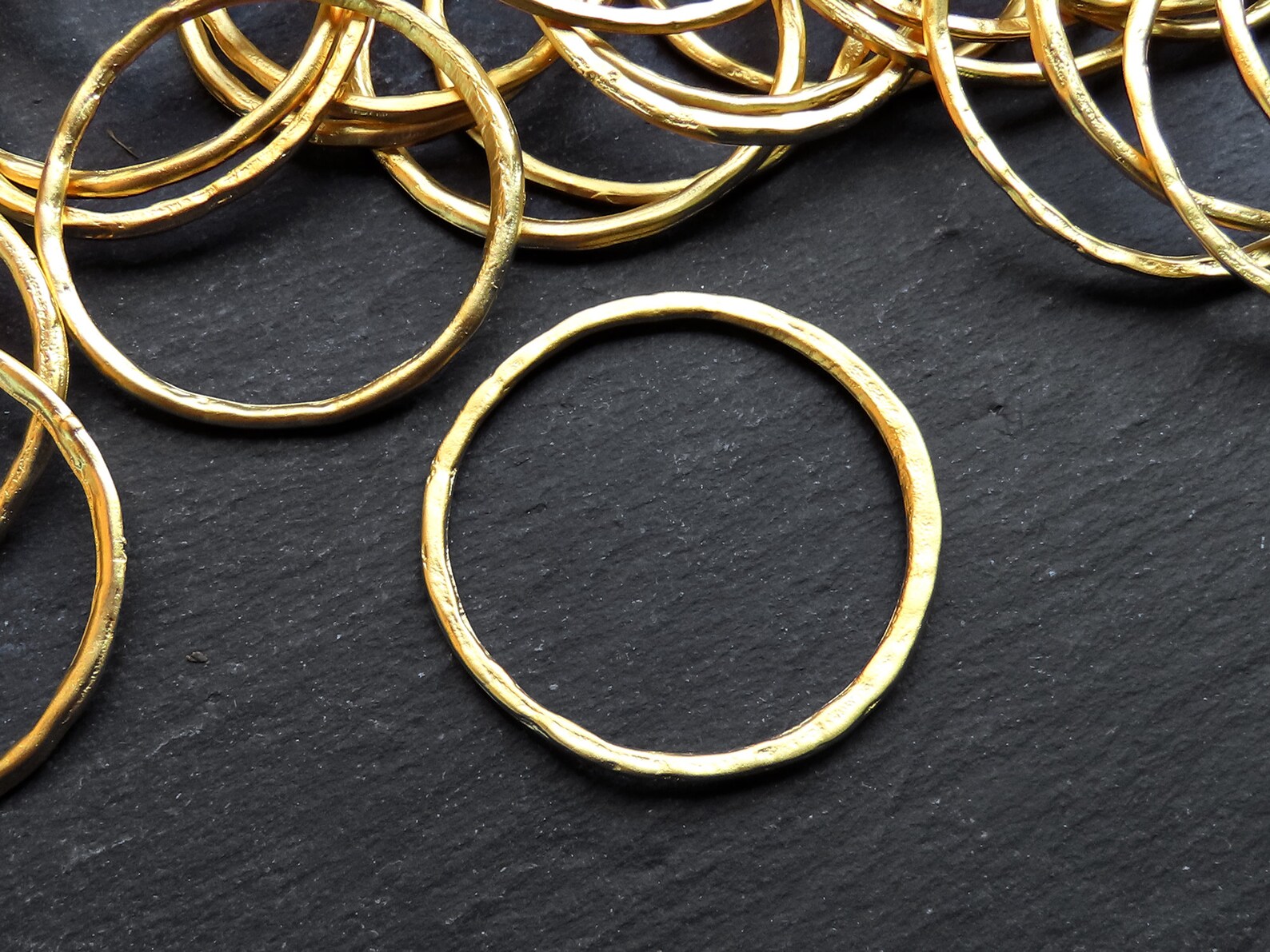 Gold Ring Circle Link, Round Link Component, Organic Loop Pendant ...