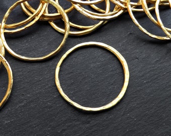 Gold Ring Circle Link, Round Link Component, Organic Loop Pendant, Round Ring Pendant, Closed Loop, Gold Loop, 22k Matte Gold, 1PC