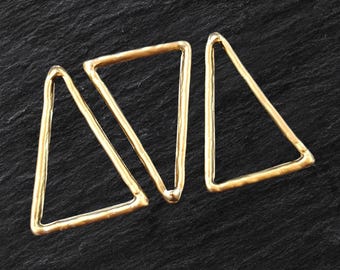 Triangle Link Connector Charms Pendants, Closed Loop Ring Finding, 22k Matte Gold Plated, 3pc