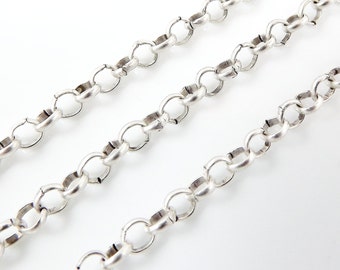 3.5mm Silver Rolo Chain, Round Link Jewelry Making Chain, Matte Antique Silver Plated, 1 Meter  or 3.3 Feet