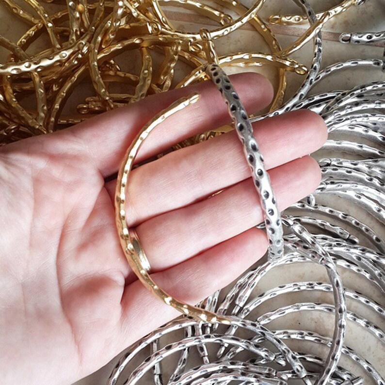 Organic Shaped Hammered Curve Bracelet Bar Connector 22k Etsy