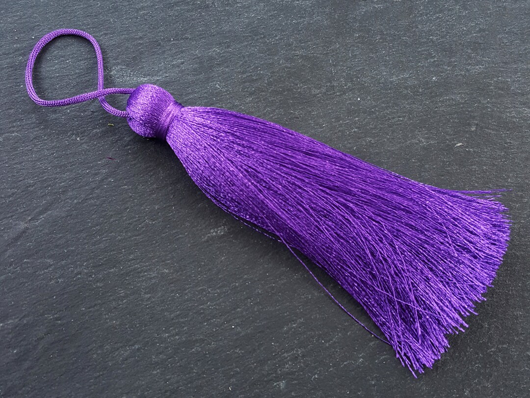 Purple Silk Tassel, Extra Large Thick Medium Purple Tassels, Mala