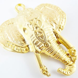 Exotic Elephant Head Pendant 22k Matte Gold Plated 1PC image 4