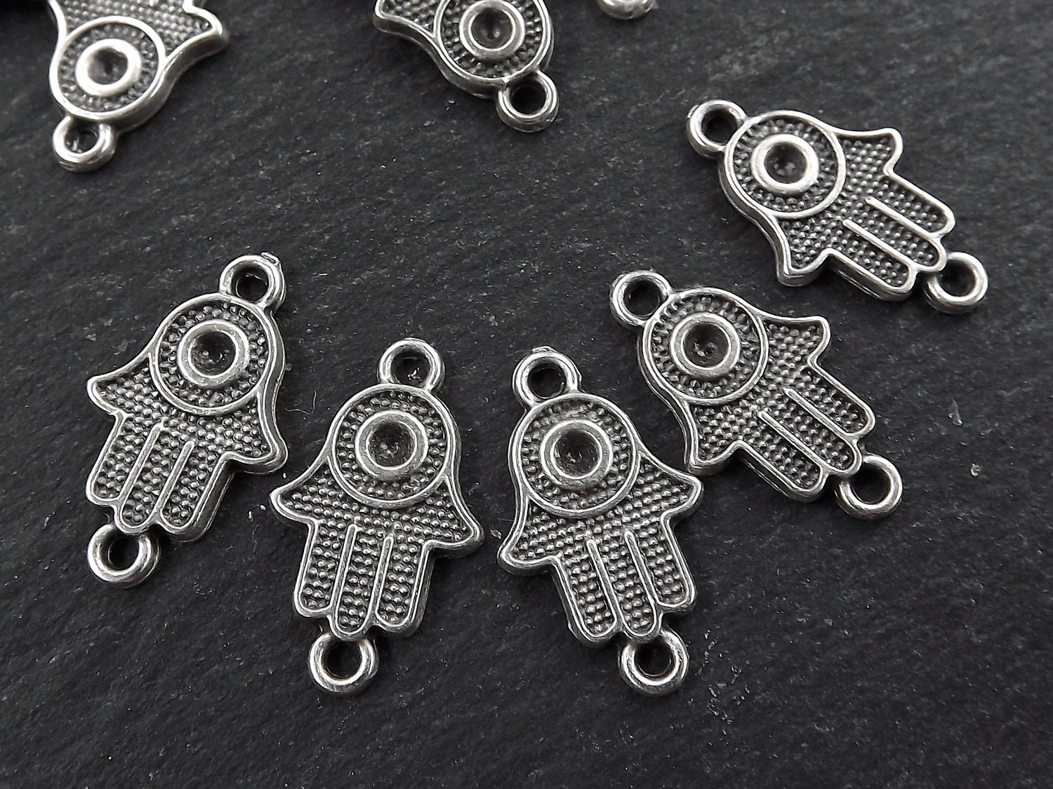 Silver Hamsa Charms Hand Charms Hamsa Connectors Small Etsy Canada
