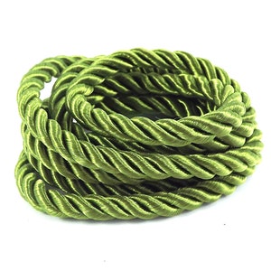 Greenodd Rope Meadow Green 5mm Twisted Rayon Satin Rope Silk Braid Cord - 3 Ply Twist ...