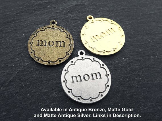 Buy Mom Charm Pendant Gold Mother Mama Mommy Mom Disc Charms