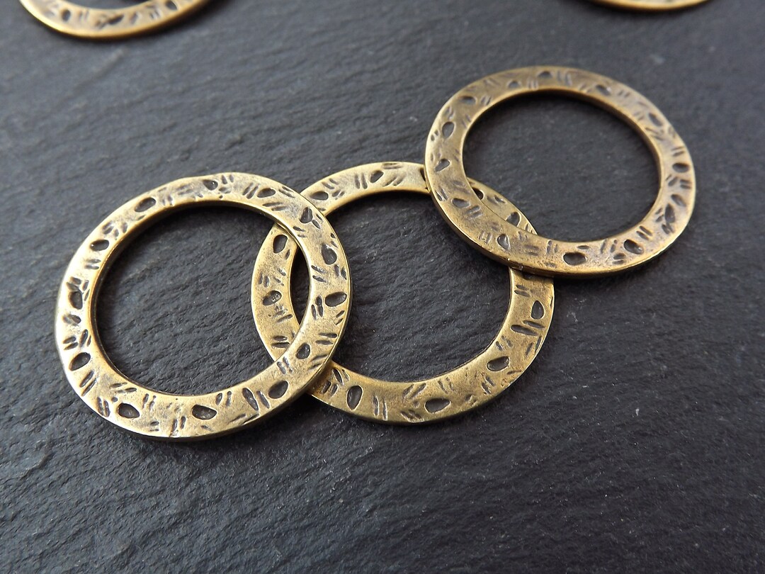 Bronze Ring Circle Link, Round Link Component, Organic Loop Pendant ...