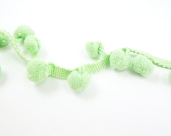 Mint Green Pom Pom Fringe String Braid Cord - 1 meter = 1.09 Yards