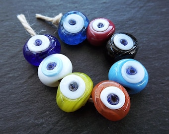 Occhio diabolico multicolore, perline contro il malocchio, perlina contro il malocchio, occhi diabolici misti, perline miste, artigianale, occhio greco, fatto a mano, Nazar, mix di perline, 16 mm 8 pezzi