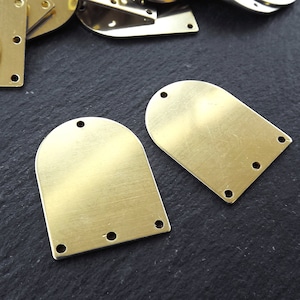 6 Raw Brass Arch D Shaped Thin Pendant Charm Blank, Earring Connector Findings, 29x21mm, 4 Holes,