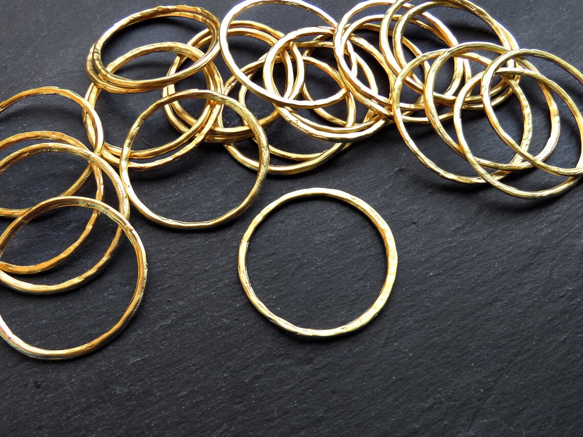 Gold Ring Circle Link, Round Link Component, Organic Loop Pendant ...